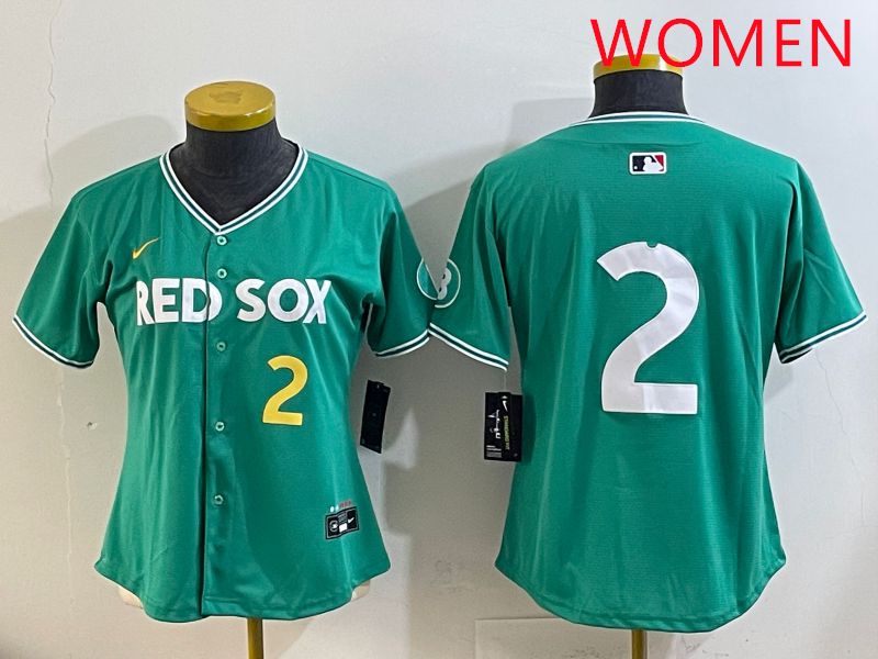 Women Boston Red Sox #2 No Name Green Joint Name Nike 2025 MLB Jersey style 6